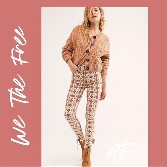WE THE FREE WILD CHILD PRINTED SLIM FITTED JEANS - Picture 1 of 11